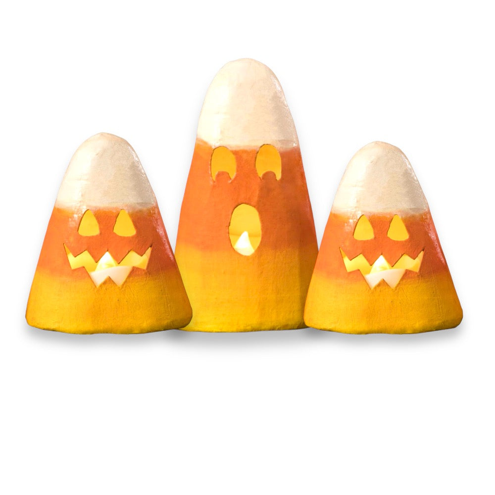 Set of 3 Candy Corn Luminaries by Bethany Lowe Designs