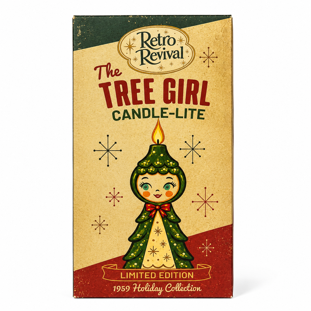 Tree Girl Candle-Lite | Mid Century Christmas Decor | Vintage Inspired Ceramic Holiday Figurine