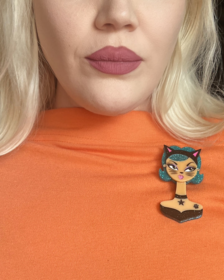 Cat's Meow Spooky Doll Brooch by Miss Fluff x Lipstick & Chrome
