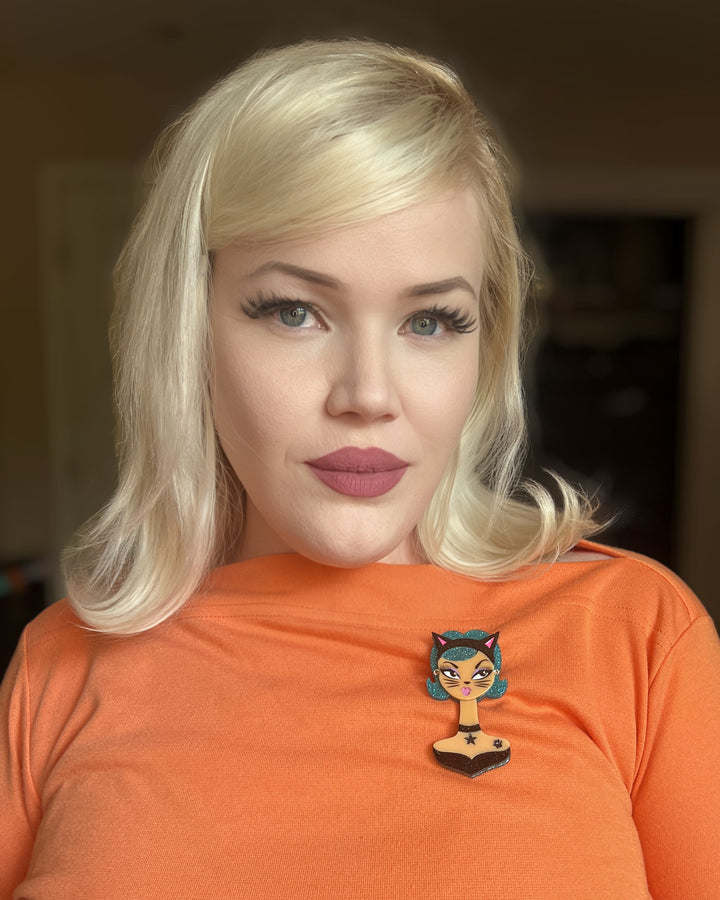 Cat's Meow Spooky Doll Brooch by Miss Fluff x Lipstick & Chrome