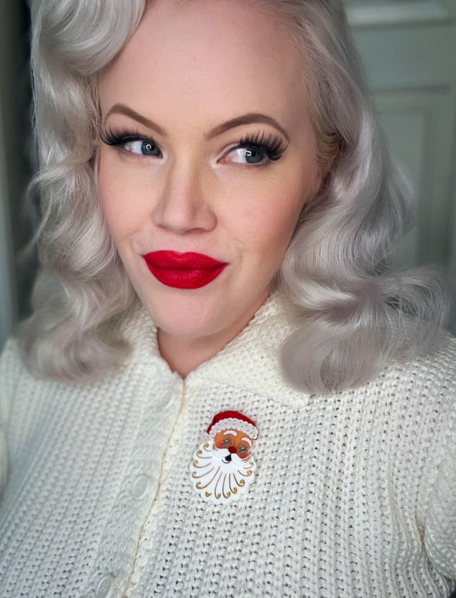 Starry Eyed Santa Brooch by 50's Vintage Dame x Lipstick & Chrome