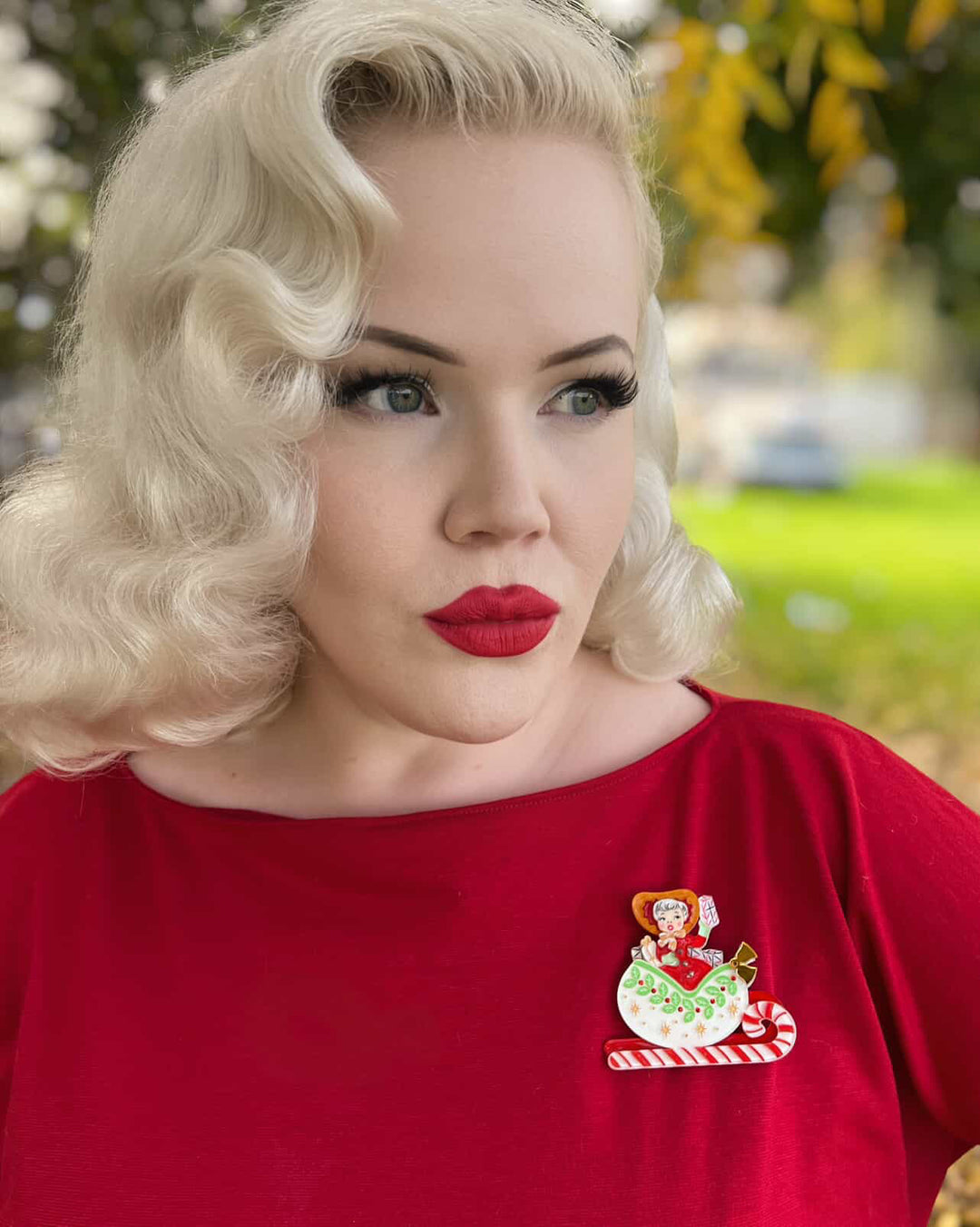 Sleigh All Day Brooch by 50's Vintage Dame x Lipstick & Chrome