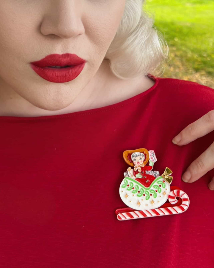 Sleigh All Day Brooch by 50's Vintage Dame x Lipstick & Chrome