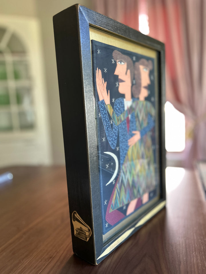 Chris Roberts-Antieau Slow Dancers 2015 Original Fabric Applique Folk Art Framed
