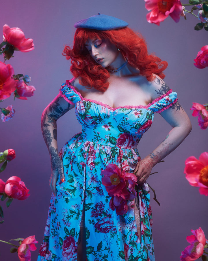 Cosette Maxi Dress in Pink Rose Print