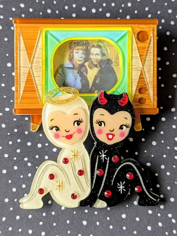 Tune In Customizable Retro TV Brooch by Lipstick & Chrome