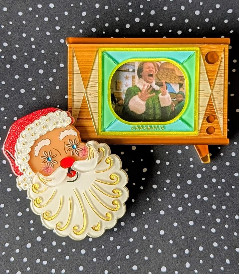 Tune In Customizable Retro TV Brooch by Lipstick & Chrome