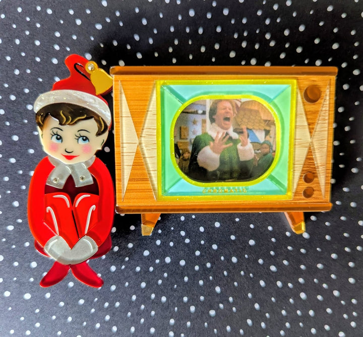 Tune In Customizable Retro TV Brooch by Lipstick & Chrome