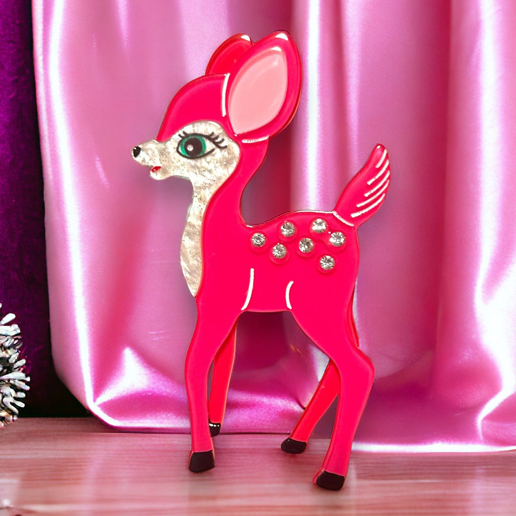 pink fawn brooch