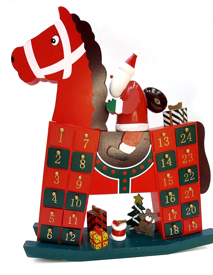 Santa's Wooden Horse Advent Calendar Wizardi F07M6-16