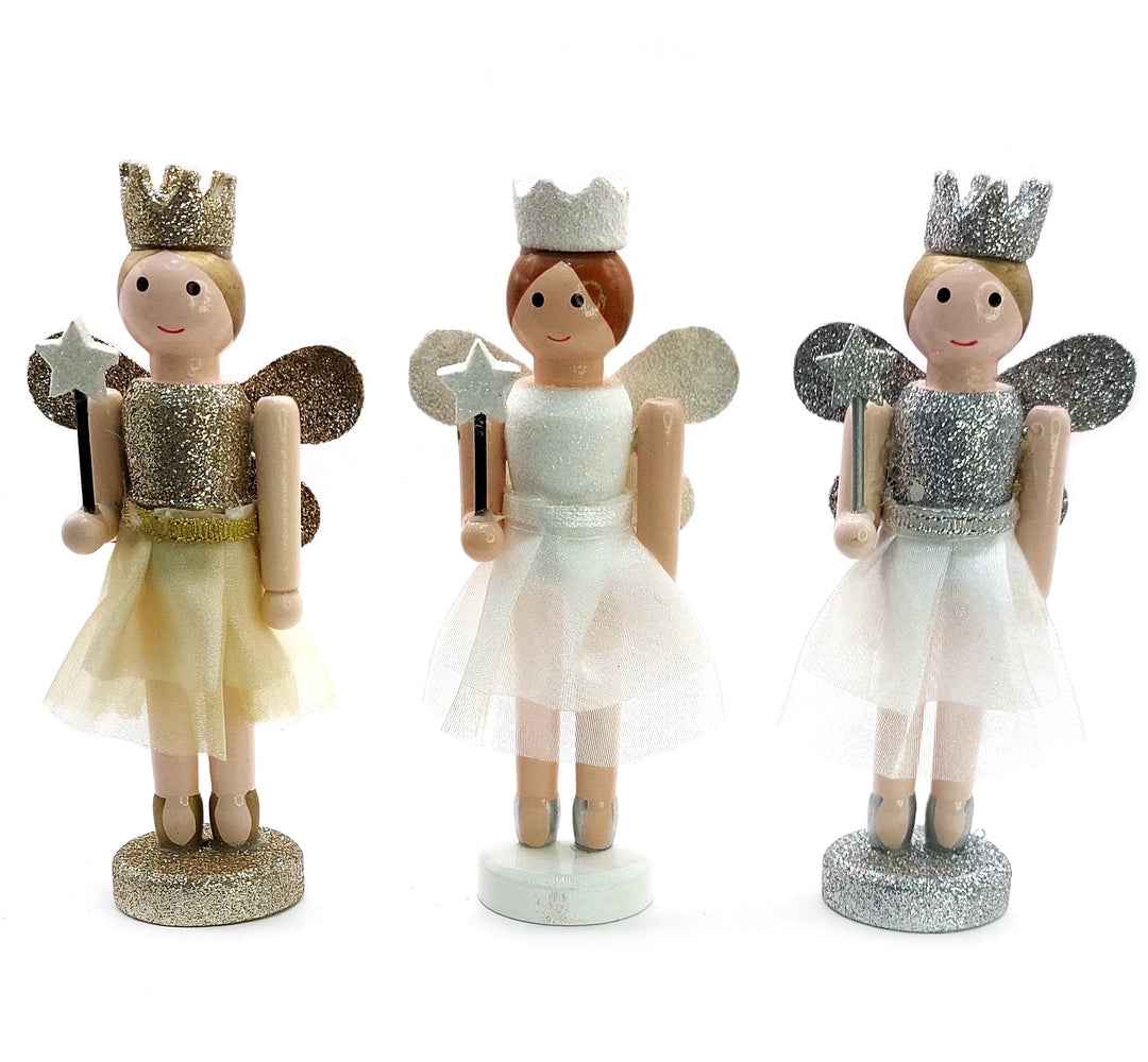 Christmas Fairies Set. Wizardi Classic Wooden Festive Decoration F07M14-13-N01657