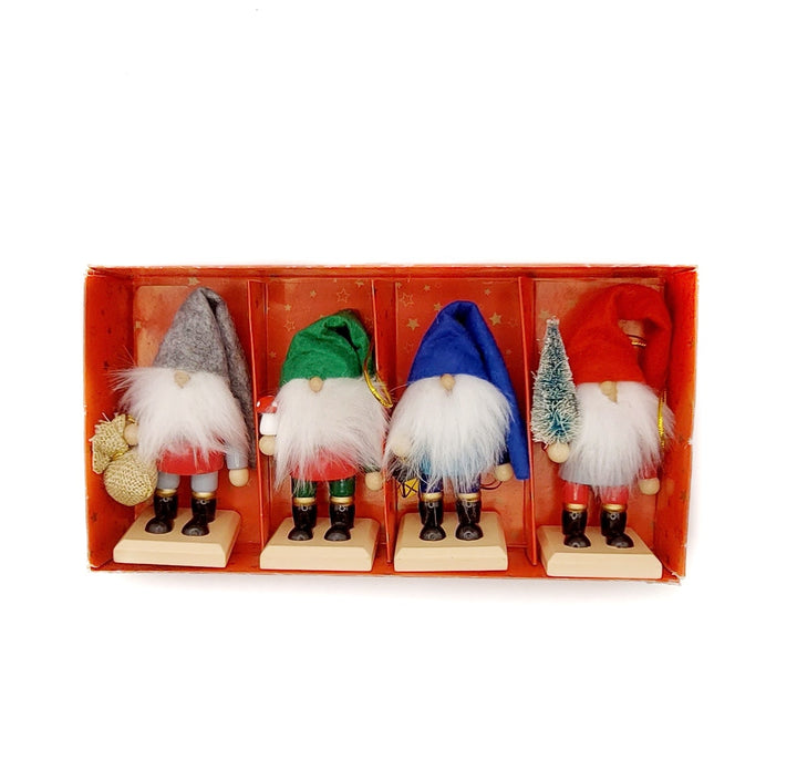 Christmas Gnomes Set. Wizardi Classic Wooden Festive Decoration F07M14-14