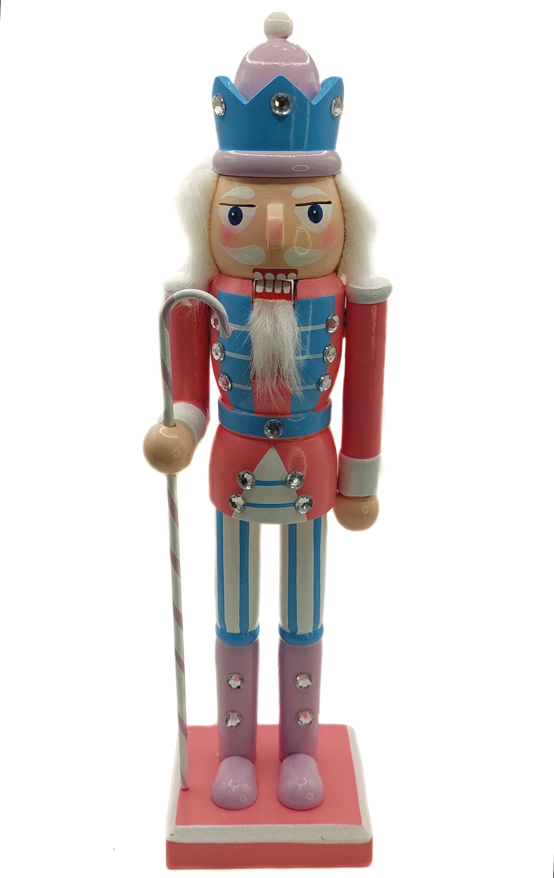Christmas Nutcracker. Wizardi Classic Wooden Festive Decoration F07M14-30-N01703 pink stand