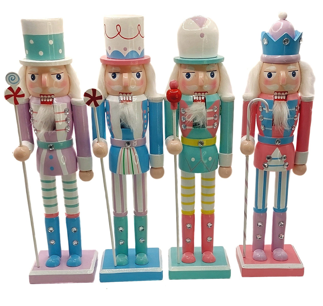 Christmas Nutcracker. Wizardi Classic Wooden Festive Decoration F07M14-30-N01703 blue stand