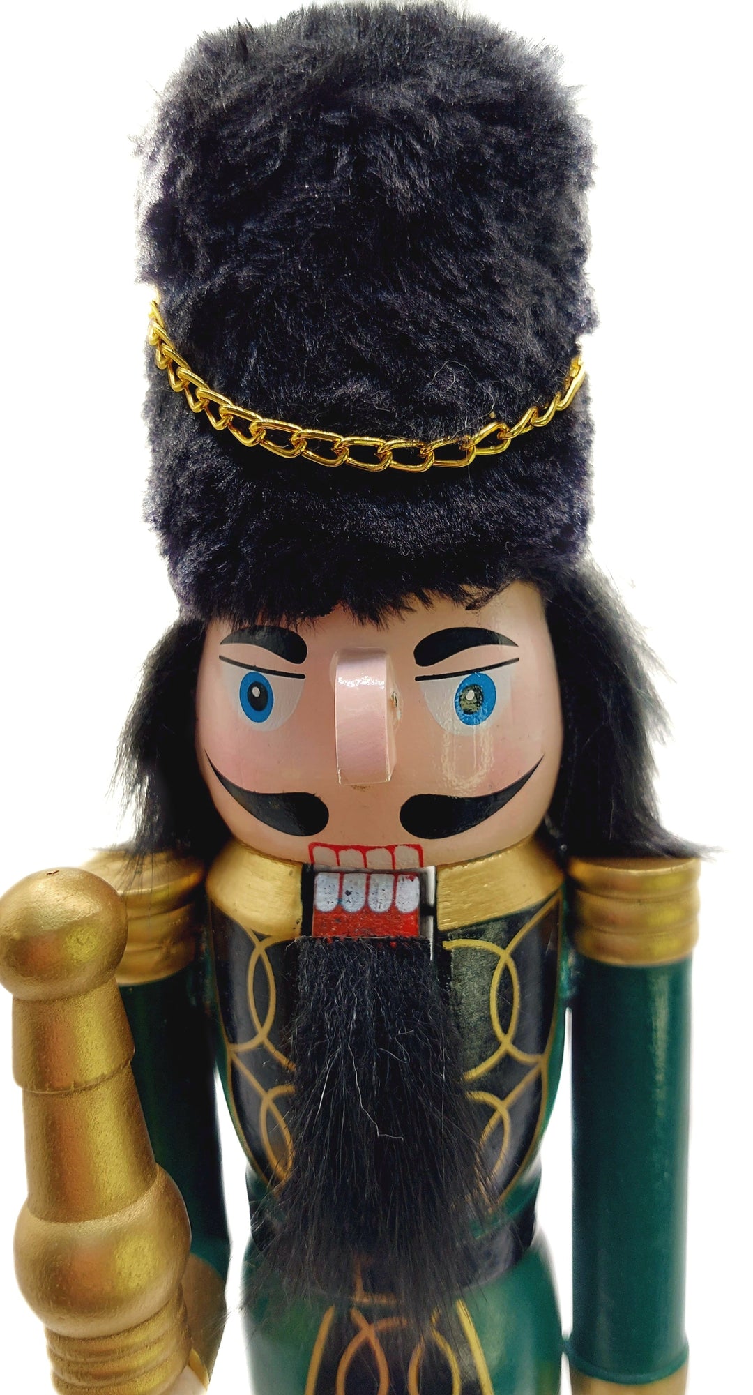 Christmas Nutcracker the Staffbearer. Wizardi Classic Wooden Festive Decoration F07M14-38-N01724D
