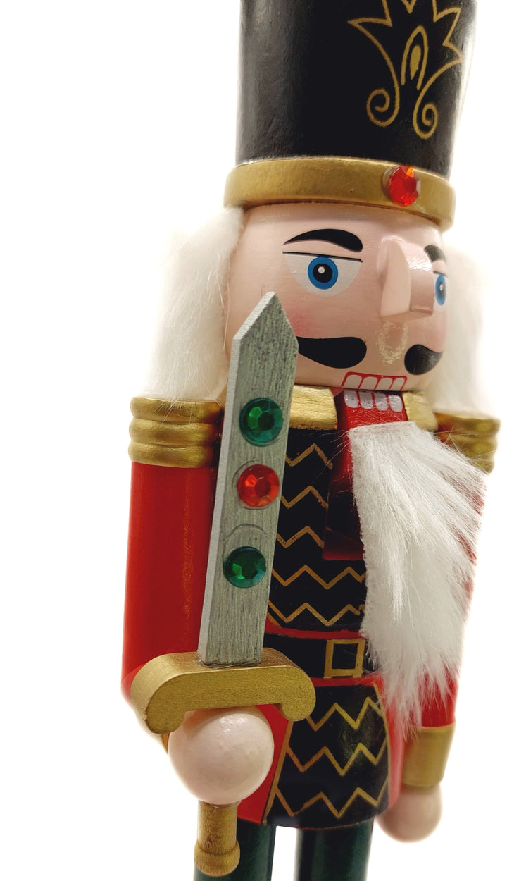 Christmas Nutcracker the Swordsman. Wizardi Classic Wooden Festive Decoration F07M14-38-N01724A