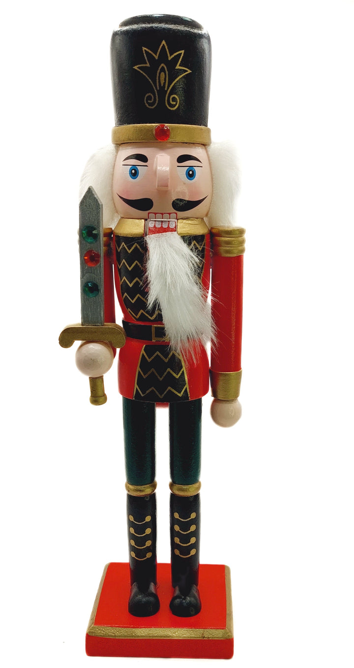Christmas Nutcracker the Swordsman. Wizardi Classic Wooden Festive Decoration F07M14-38-N01724A