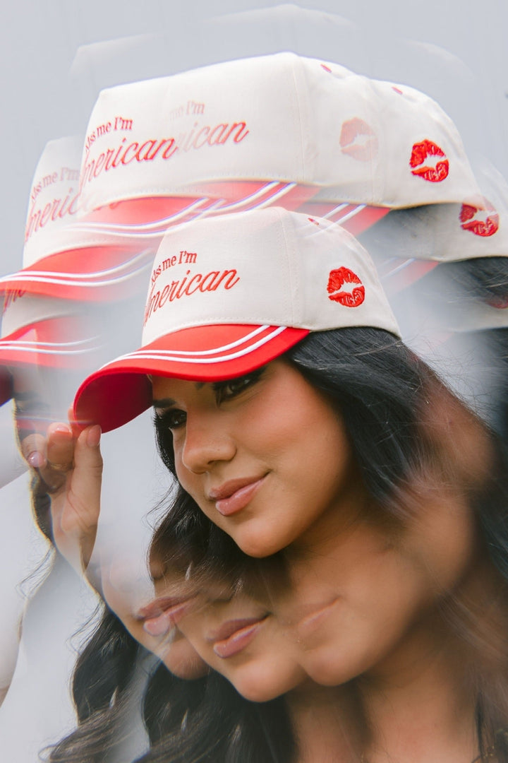 Kiss me I'm American - Red Vintage Trucker Hat
