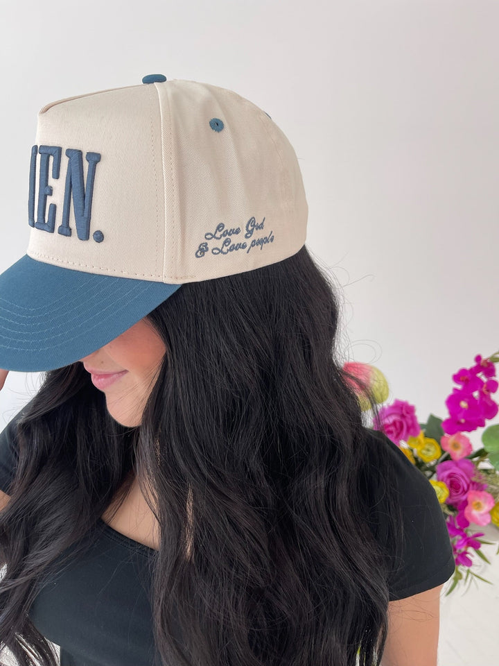 AMEN. - Slate Blue Vintage Trucker Hat
