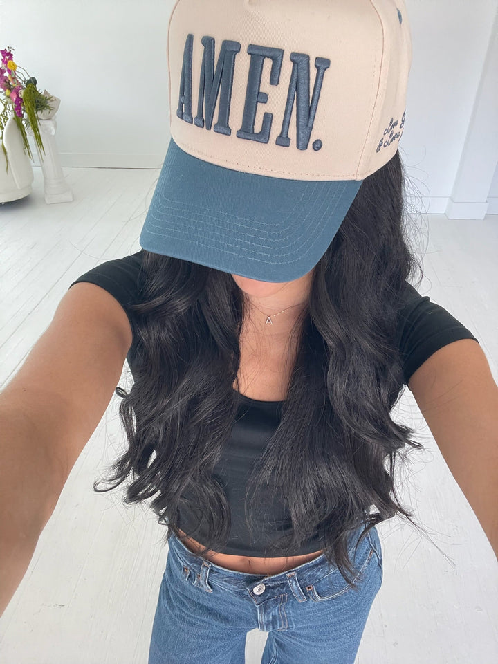 AMEN. - Slate Blue Vintage Trucker Hat
