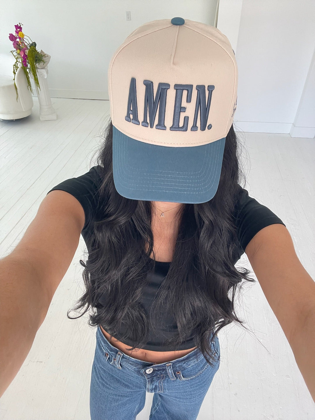 AMEN. - Slate Blue Vintage Trucker Hat