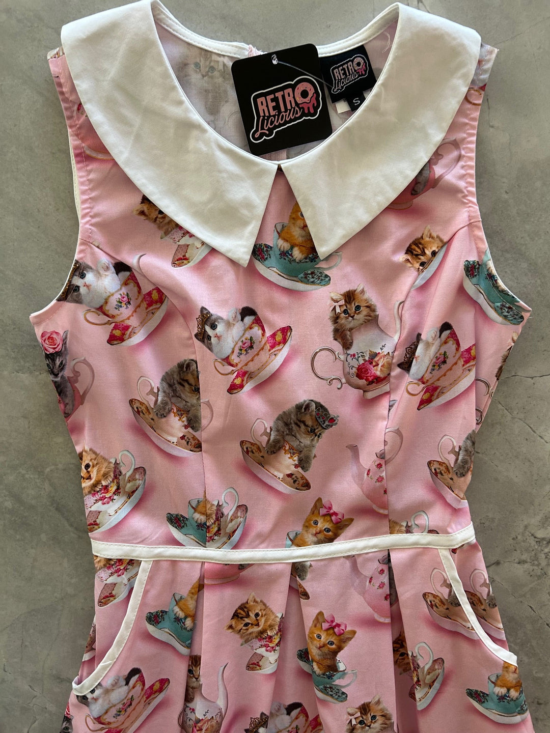 Cats & Teacups Collared Dress