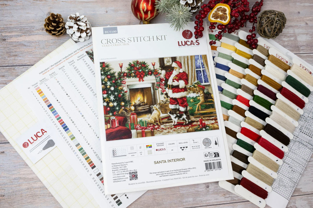 Santa Interior Counted Cross-Stitch Kit by Luca-S BU5100L