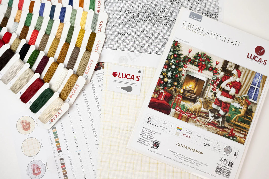 Santa Interior Counted Cross-Stitch Kit by Luca-S BU5100L