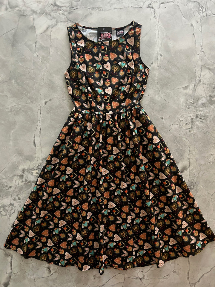 Flaming Hearts Midi Dress