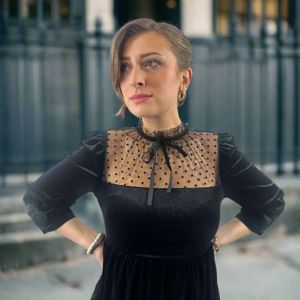 Penelope Retro Mini Dress in Velvet