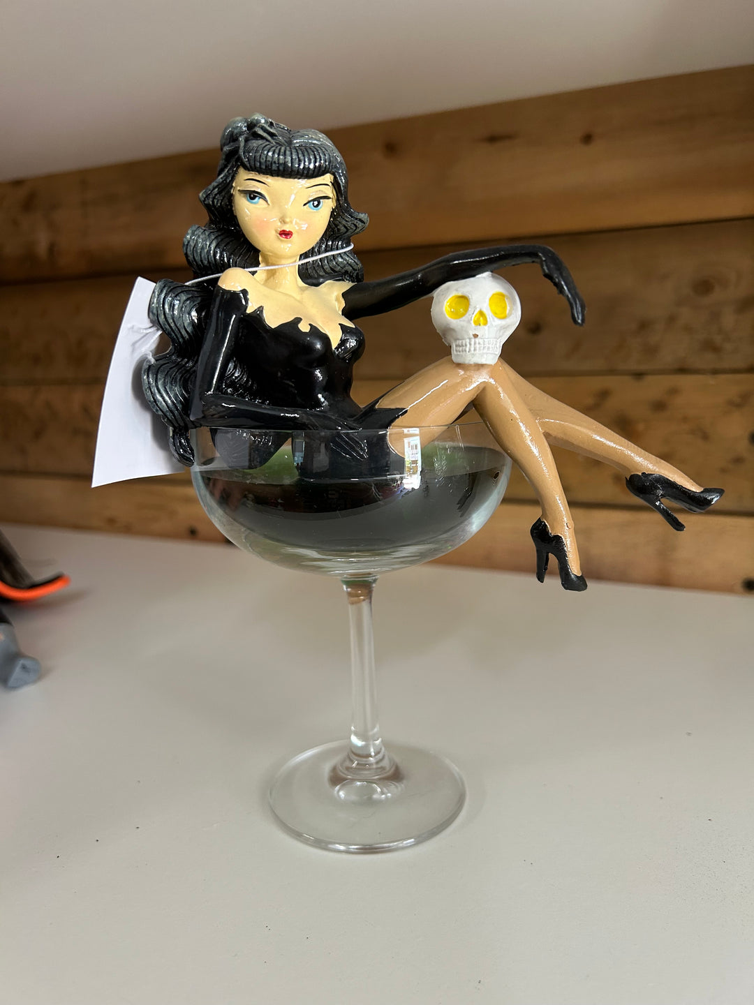 SECOND Black Widow Witch 8" Witch in Martini Glass Figurine | December Diamonds