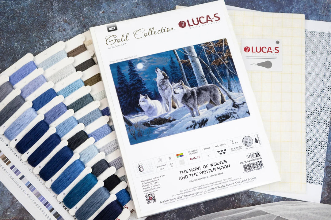 The Howl of Wolves and the Winter Moon Counted Cross-Stitch Kit by Luca-S B727L
