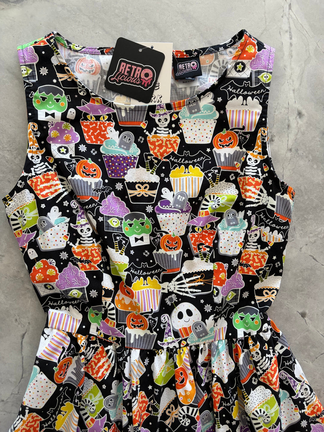 Glow in the Dark Halloween Cupcake Vintage Dress