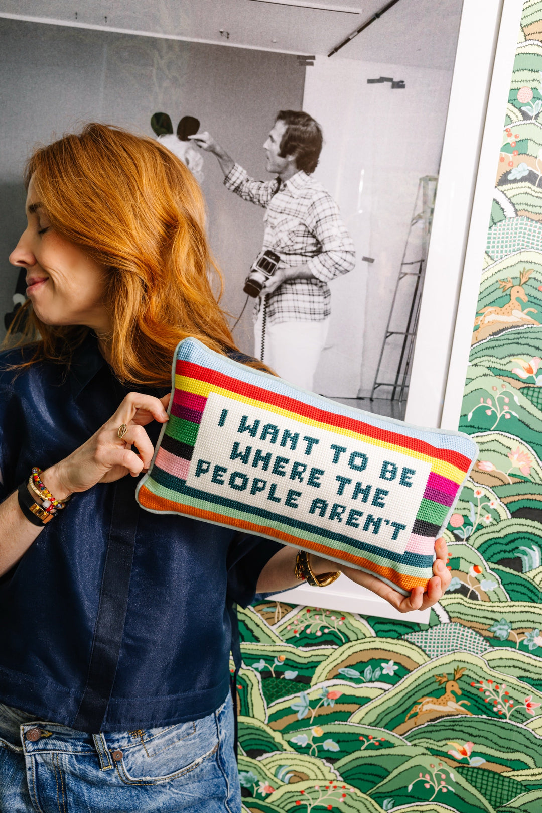 Where the People Aren't Needlepoint Pillow