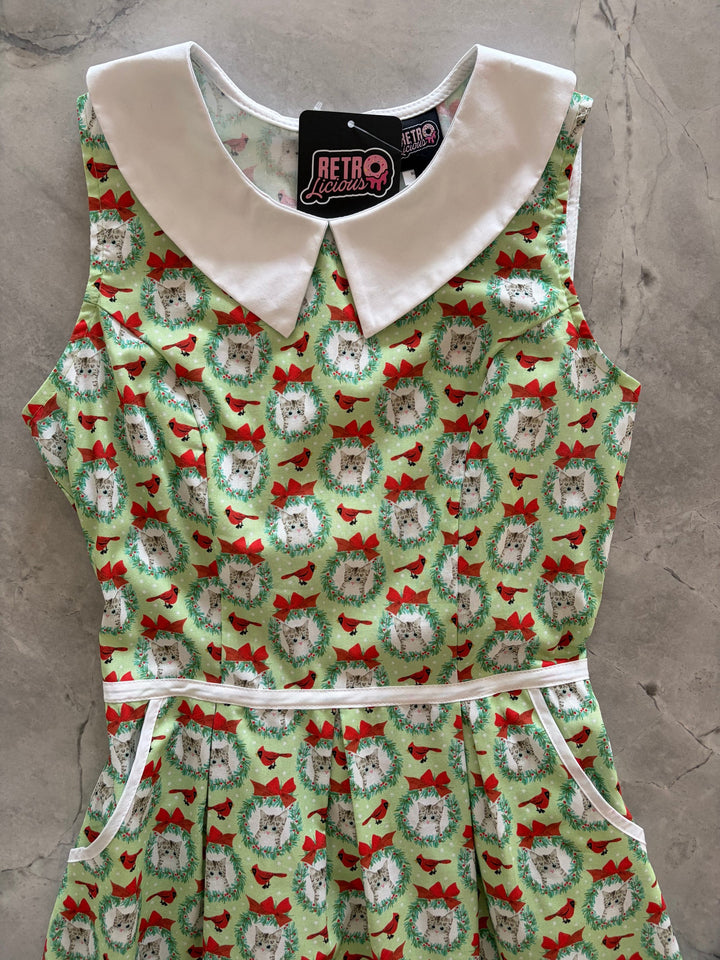 Cats & Cardinals Collared Dress