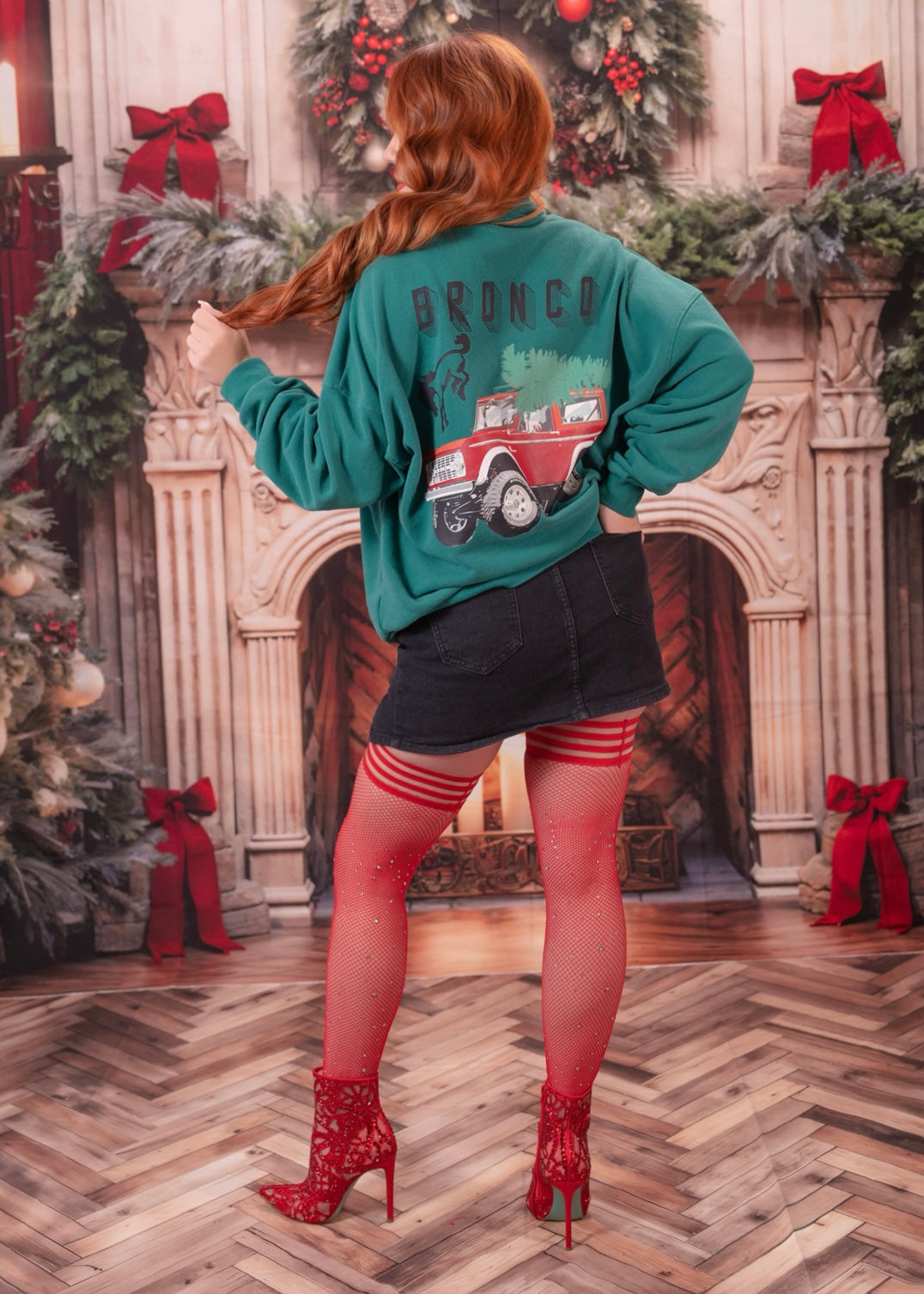 Joely: Red Fishnet Rhinestone Thigh-Highs