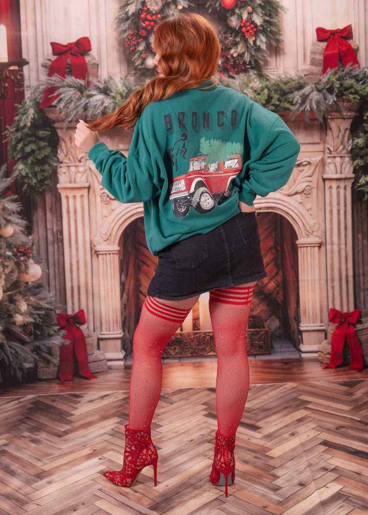 Joely: Red Fishnet Rhinestone Thigh-Highs