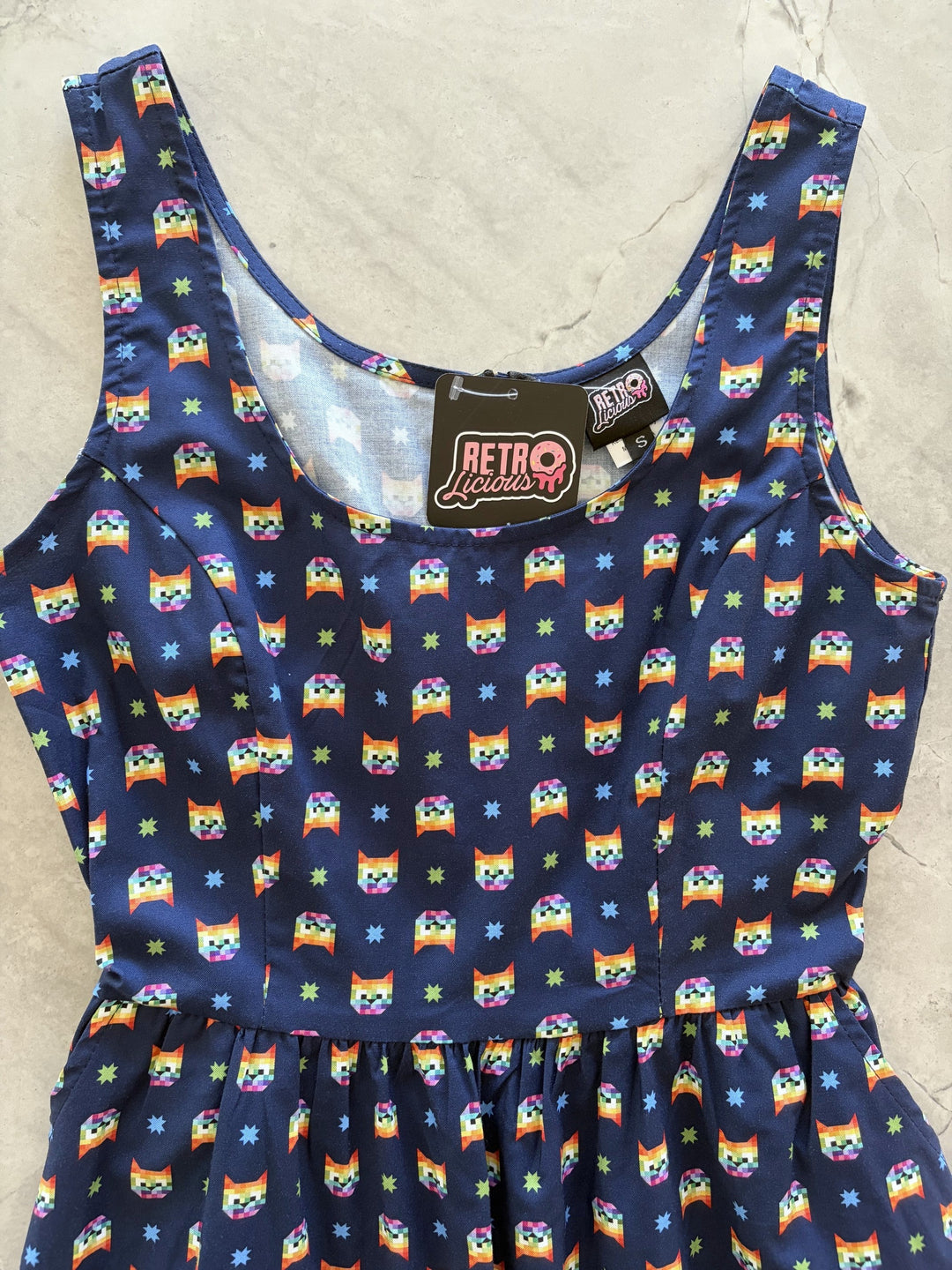 Retro Cats Fit & Flare Dress