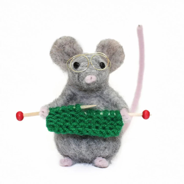 Special Edition Green Knitting Mouse Needle Felting Kit by The Makerss KTS-KnittingMouseGreen-Complete