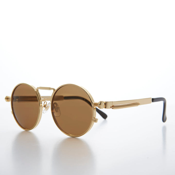 Round Gold Metal Goth Steampunk Sunglass - Ivan 4
