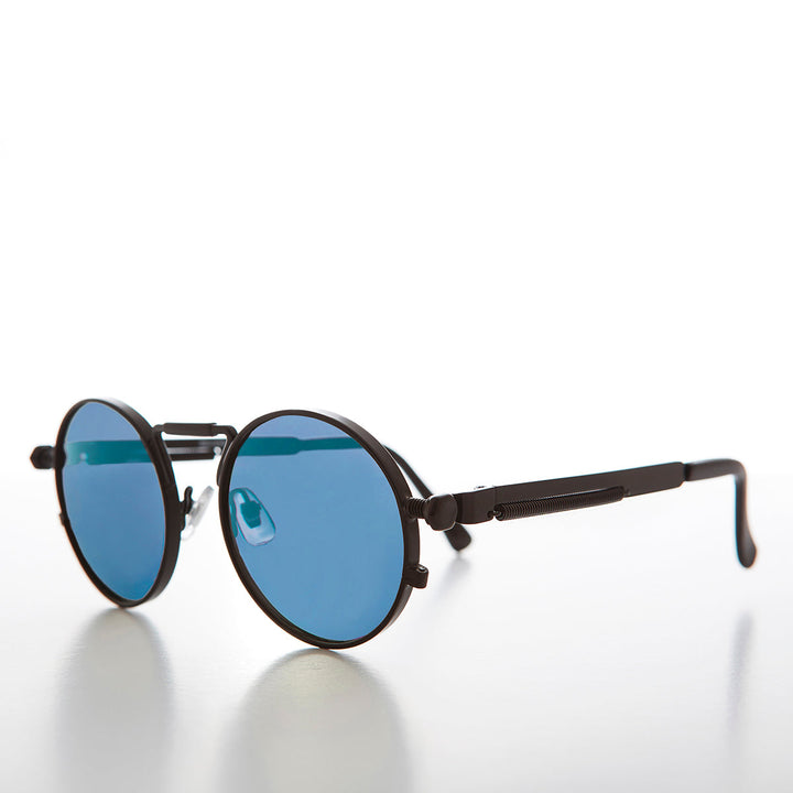 Round Black Metal Goth Steampunk Sunglass - Ivan 2