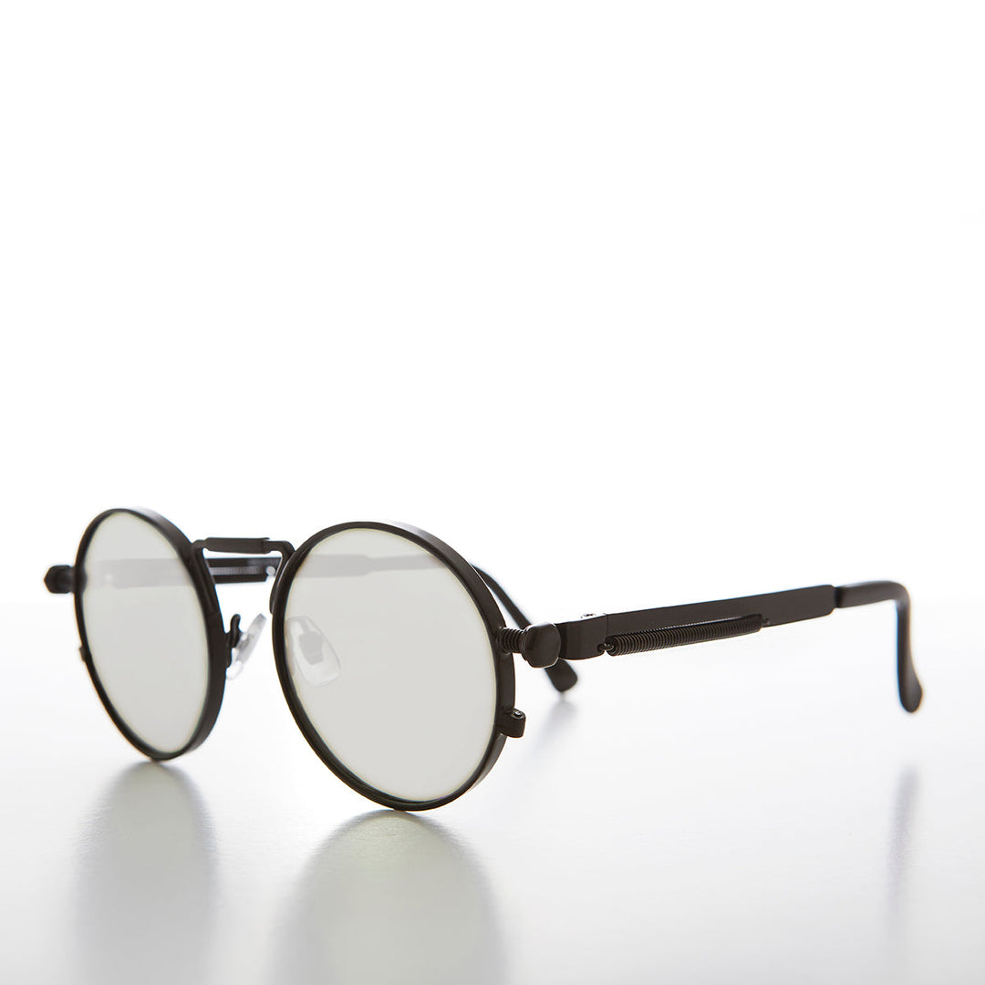 Round Black Metal Goth Steampunk Sunglass - Ivan 2
