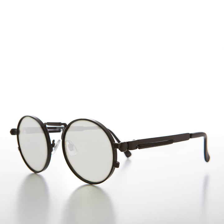 Round Black Metal Goth Steampunk Sunglass - Ivan 2