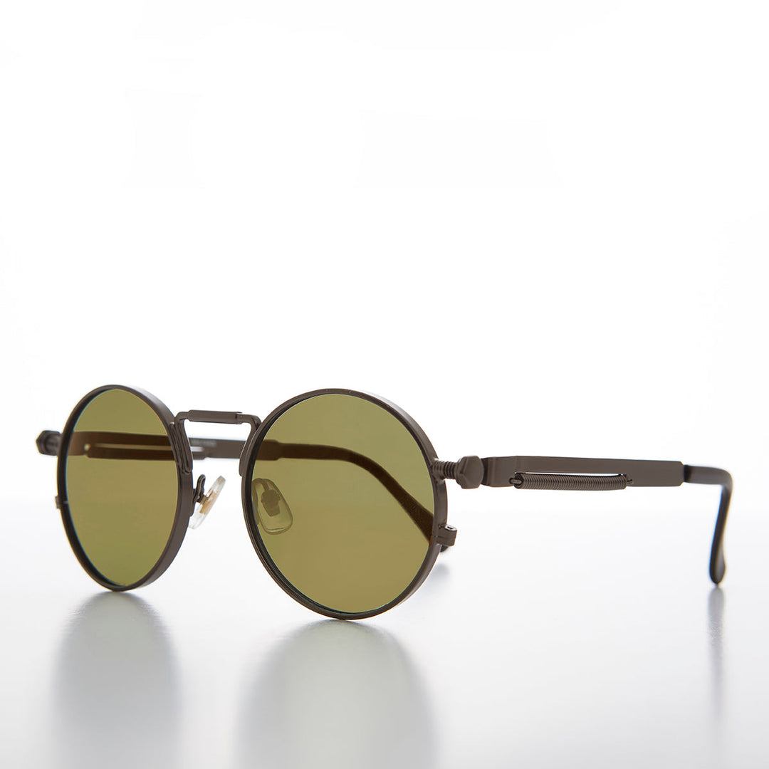 Round Gunmetal Goth Steampunk Sunglass with Colored Lenses - Ivan 9