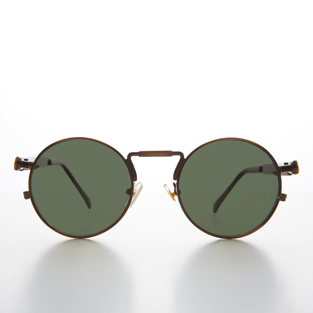 Round Bronze Metal Goth Steampunk Sunglass - Ivan 3