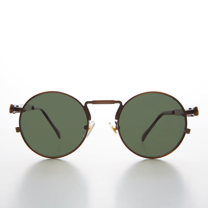 Round Bronze Metal Goth Steampunk Sunglass - Ivan 3