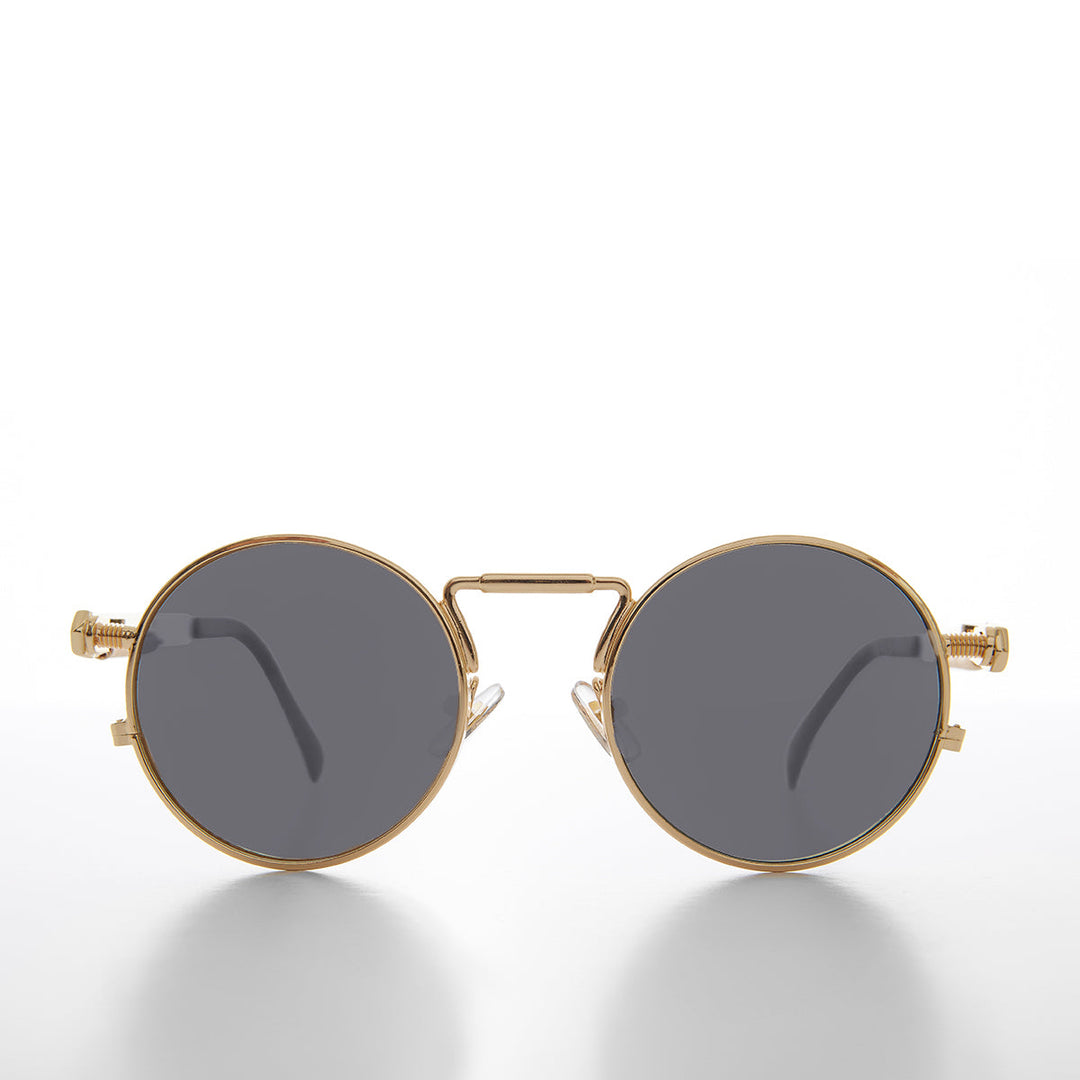Round Gold Metal Goth Steampunk Sunglass - Ivan 4