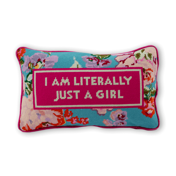 Just A Girl Needlepoint Pillow