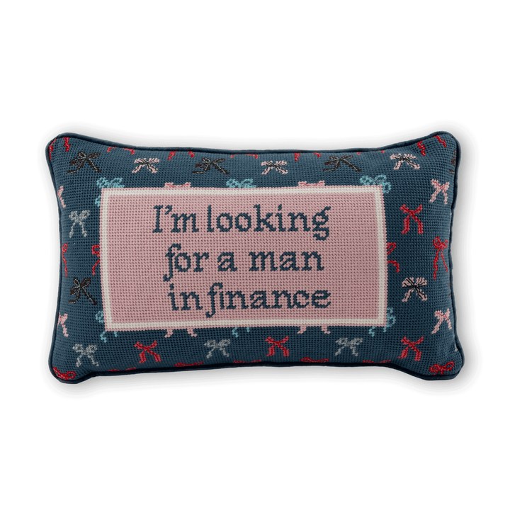 Man In Finance Needlepoint Pillow