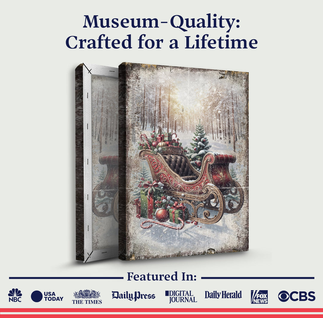 Vintage Christmas Sleigh Sled Wall Art